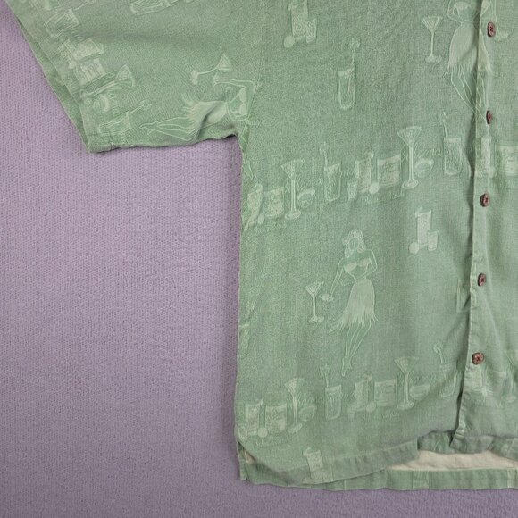 Tommy Bahama Shirt Men Size Large Green Hulu Girls Martinis Silk Button Down VTG - Picture 4 of 8